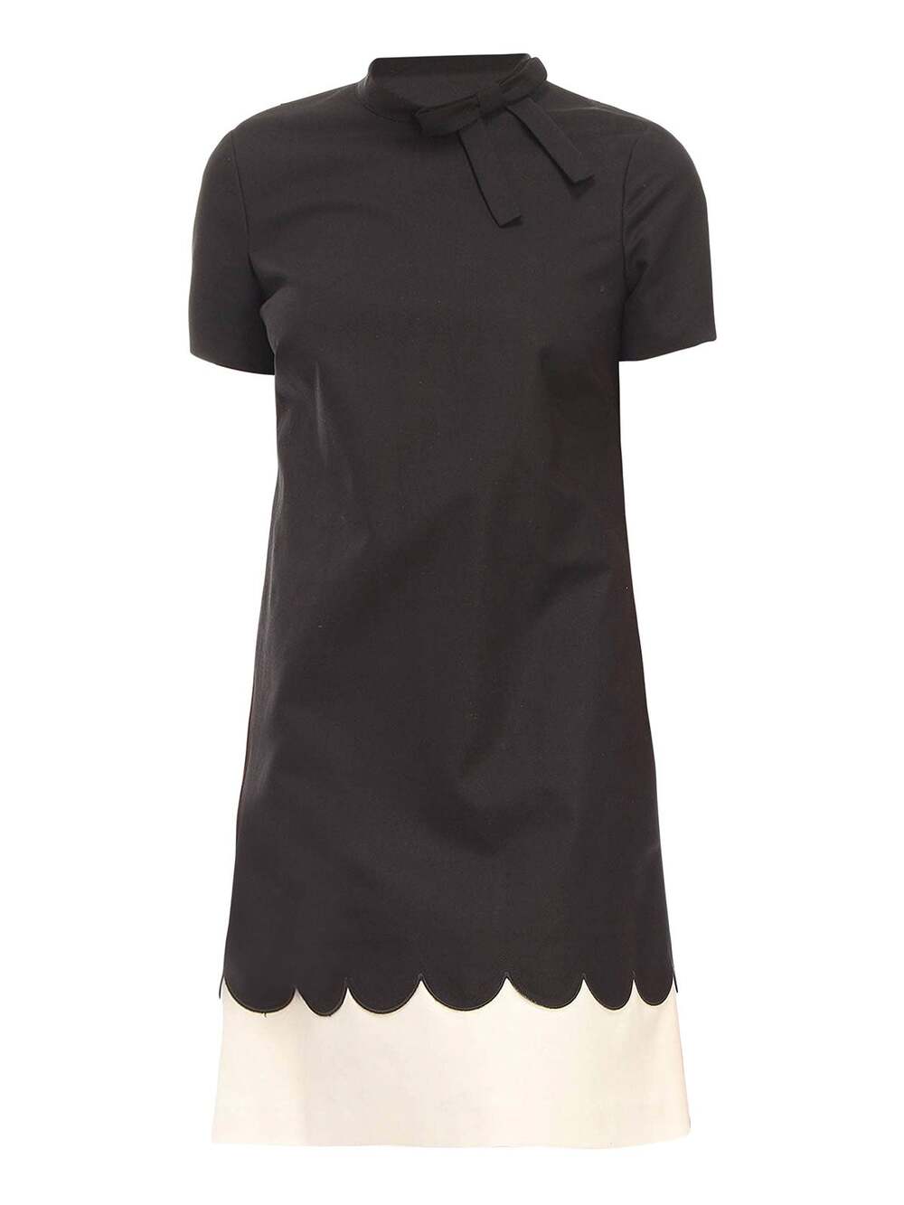 RED Valentino Black Scalloped Detailed Shift Dress